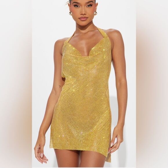 Gold Rhinestone Dress - Picture 2 of 5